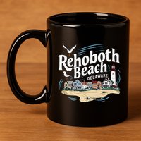 Ocean Rehoboth Beach Delaware Coastal Town Vibe 11oz C Handle Ceramic Mug