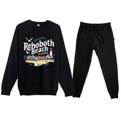 Ocean Rehoboth Beach Delaware Coastal Town Vibe Premium Crewneck Sweatsuit Set