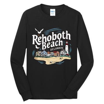 Ocean Rehoboth Beach Delaware Coastal Town Vibe Tall Long Sleeve T-Shirt