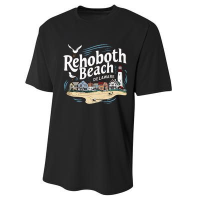 Ocean Rehoboth Beach Delaware Coastal Town Vibe Performance Sprint T-Shirt