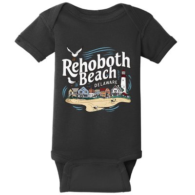 Ocean Rehoboth Beach Delaware Coastal Town Vibe Baby Bodysuit