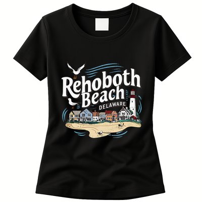 Ocean Rehoboth Beach Delaware Coastal Town Vibe Womens T-Shirt