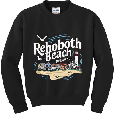 Ocean Rehoboth Beach Delaware Coastal Town Vibe Kids Sweatshirt