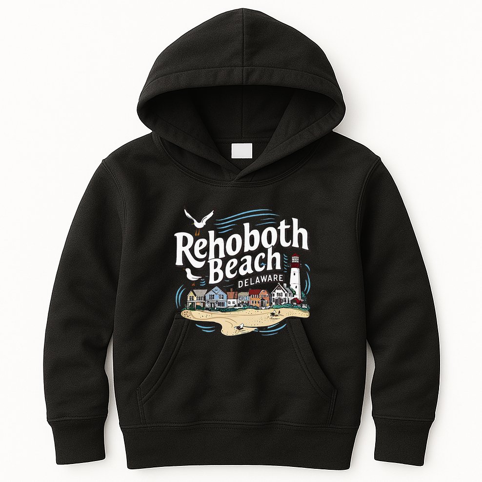 Ocean Rehoboth Beach Delaware Coastal Town Vibe Kids Hoodie