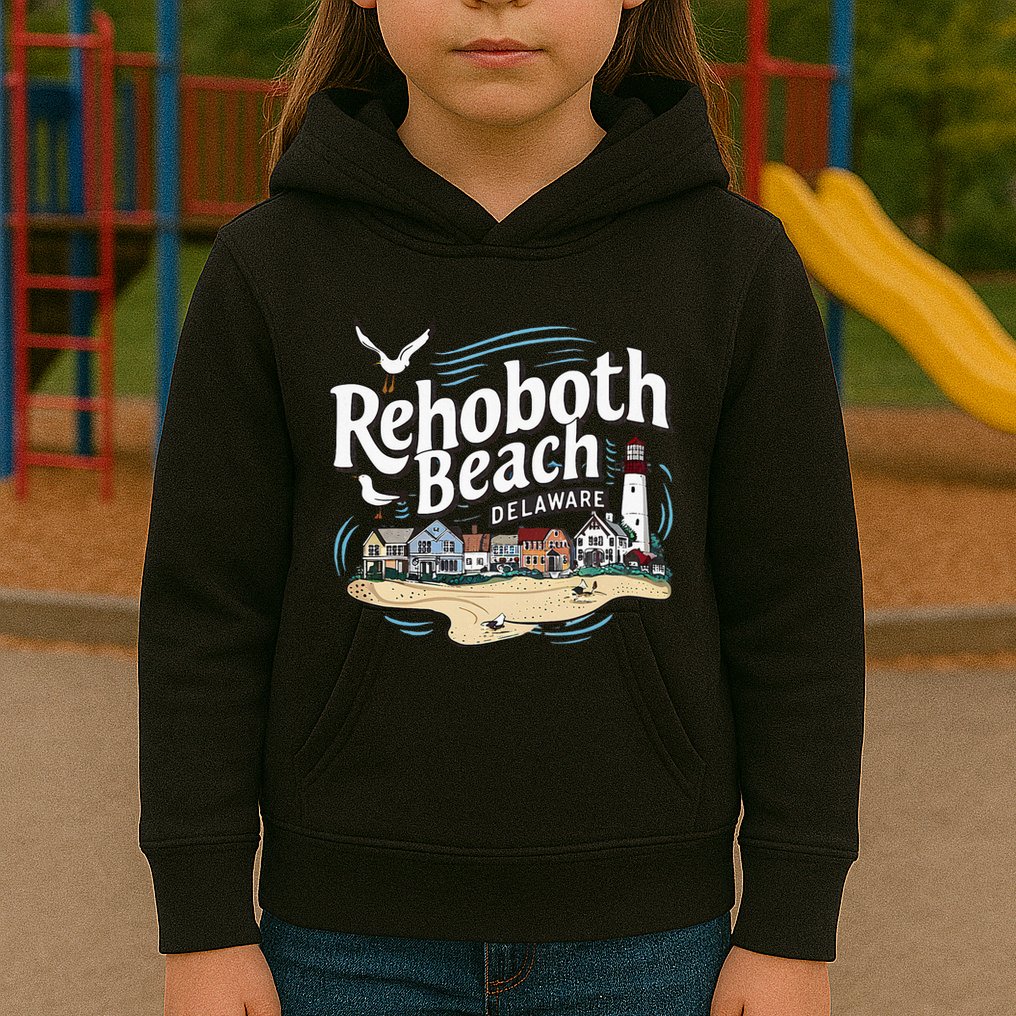 Ocean Rehoboth Beach Delaware Coastal Town Vibe Kids Hoodie