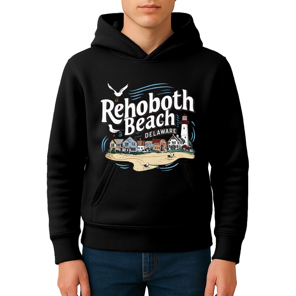 Ocean Rehoboth Beach Delaware Coastal Town Vibe Kids Hoodie