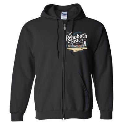 Ocean Rehoboth Beach Delaware Coastal Town Vibe Full Zip Hoodie