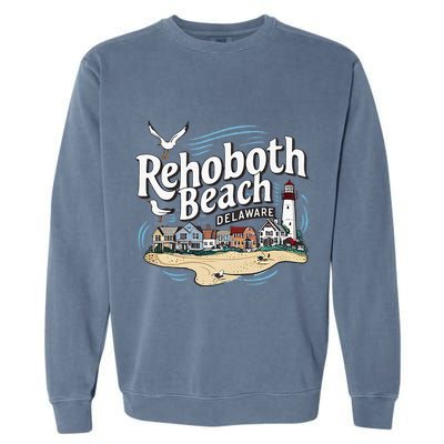 Ocean Rehoboth Beach Delaware Coastal Town Vibe Garment-Dyed Sweatshirt