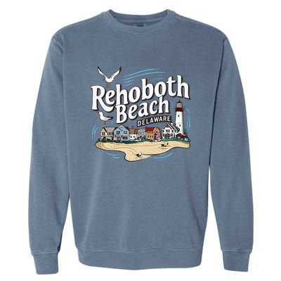 Ocean Rehoboth Beach Delaware Coastal Town Vibe Garment-Dyed Sweatshirt