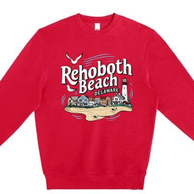 Ocean Rehoboth Beach Delaware Coastal Town Vibe Premium Crewneck Sweatshirt