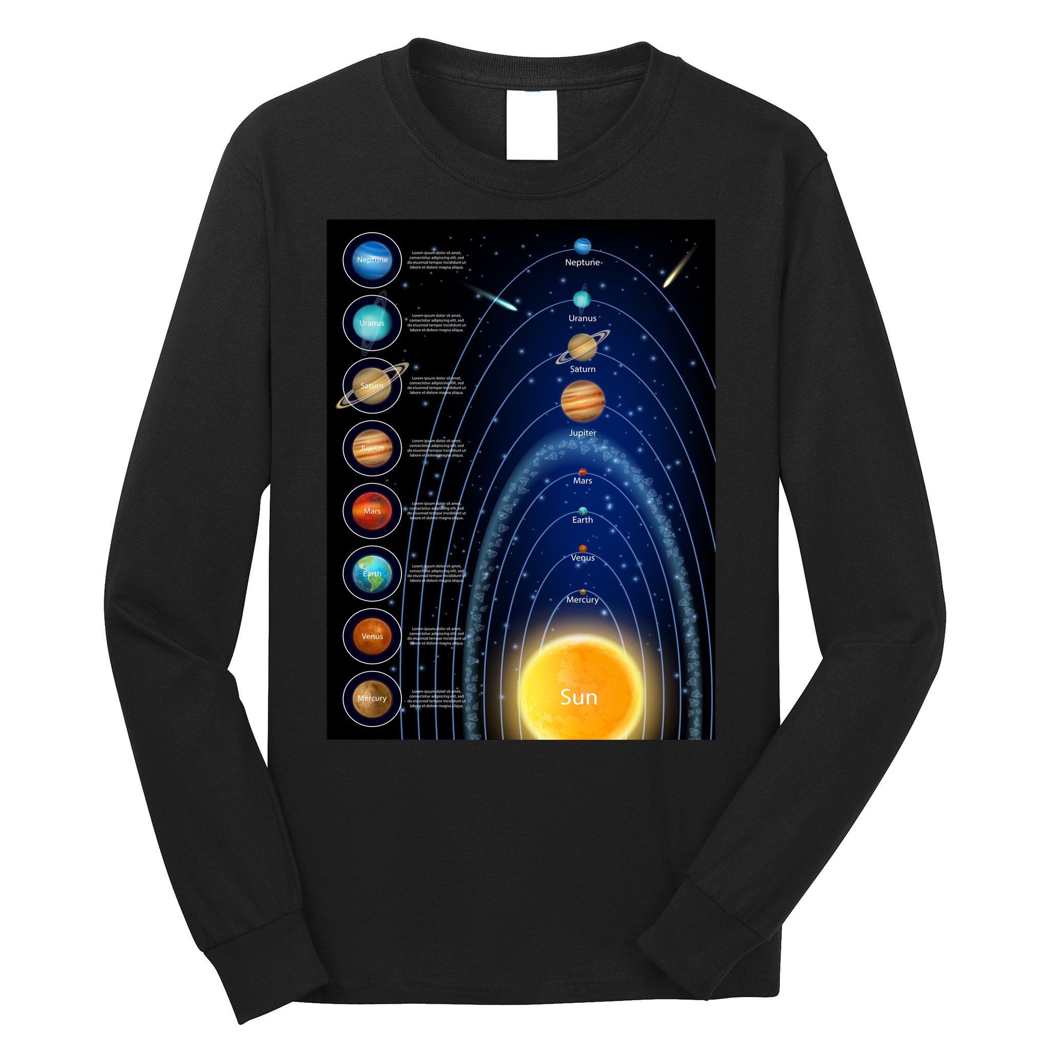 Orbiting Solar System Diagram Long Sleeve Shirt