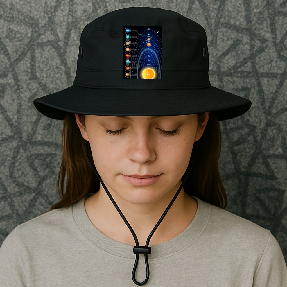 Orbiting Solar System Diagram Bucket Hat