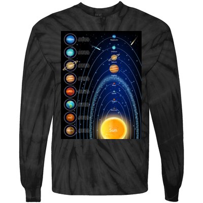 Orbiting Solar System Diagram Tie-Dye Long Sleeve Shirt