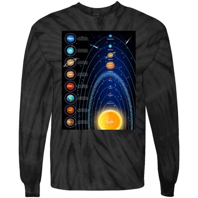 Orbiting Solar System Diagram Tie-Dye Long Sleeve Shirt