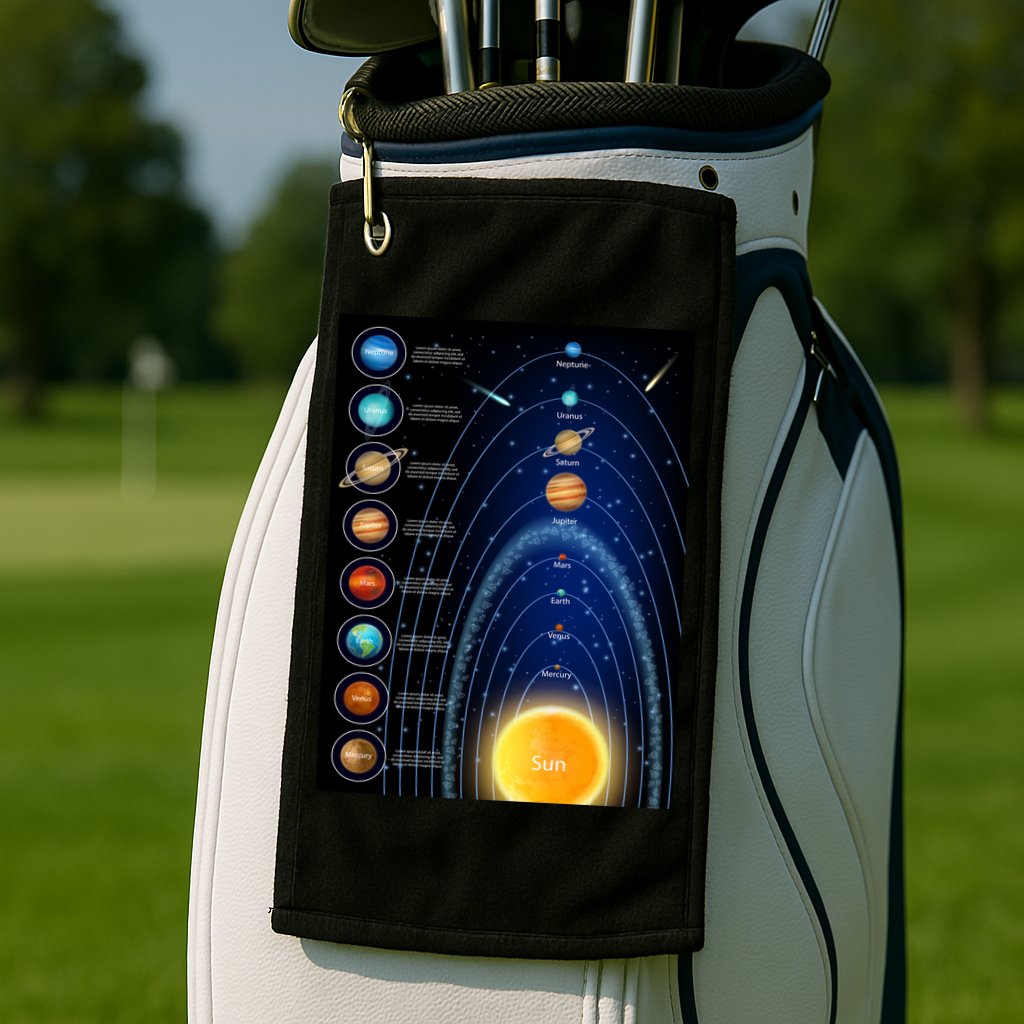 Orbiting Solar System Diagram Golf Towel