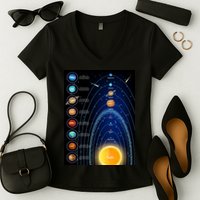 Orbiting Solar System Diagram Women's V-Neck T-Shirt