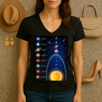 Orbiting Solar System Diagram Women's V-Neck T-Shirt