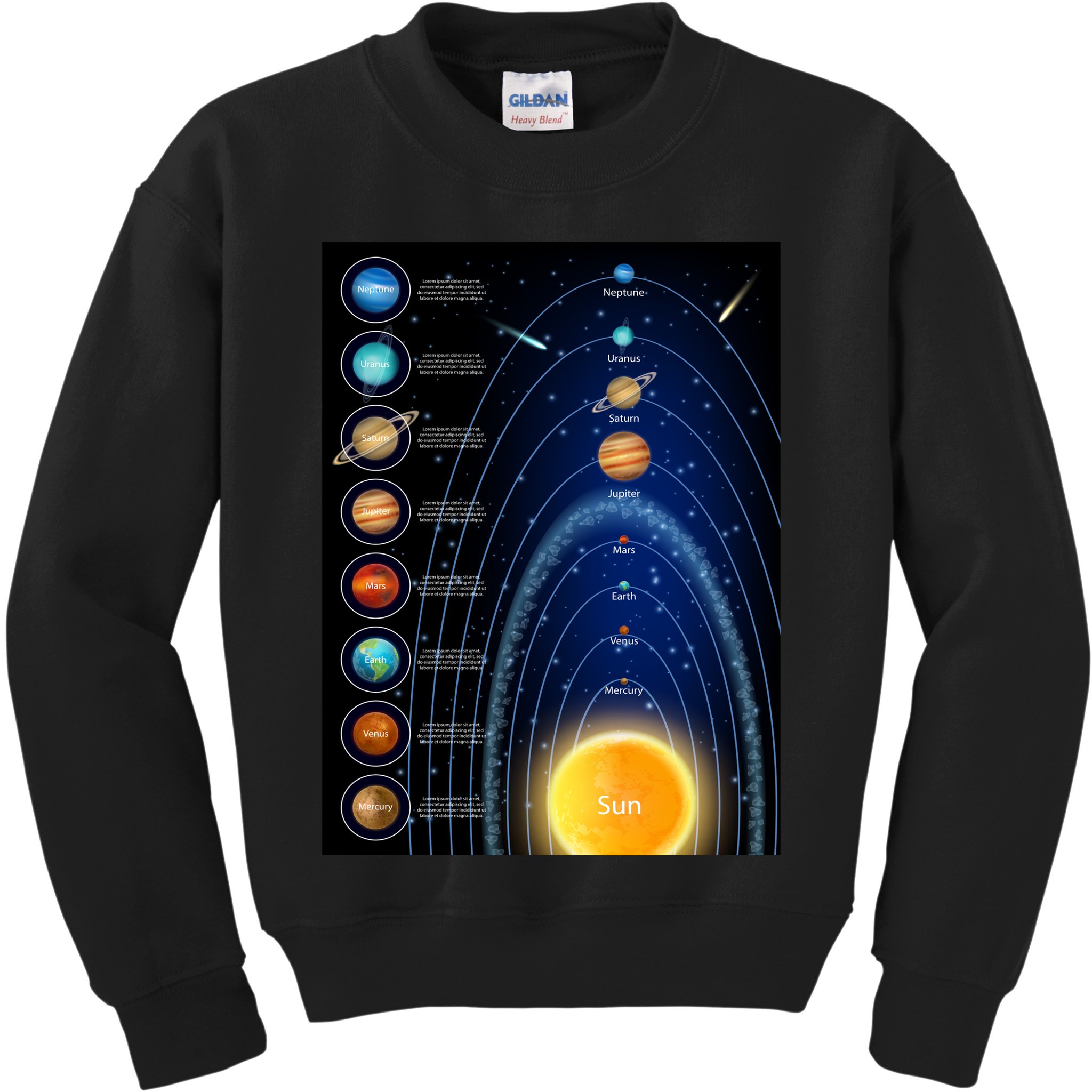Orbiting Solar System Diagram Kids Sweatshirt