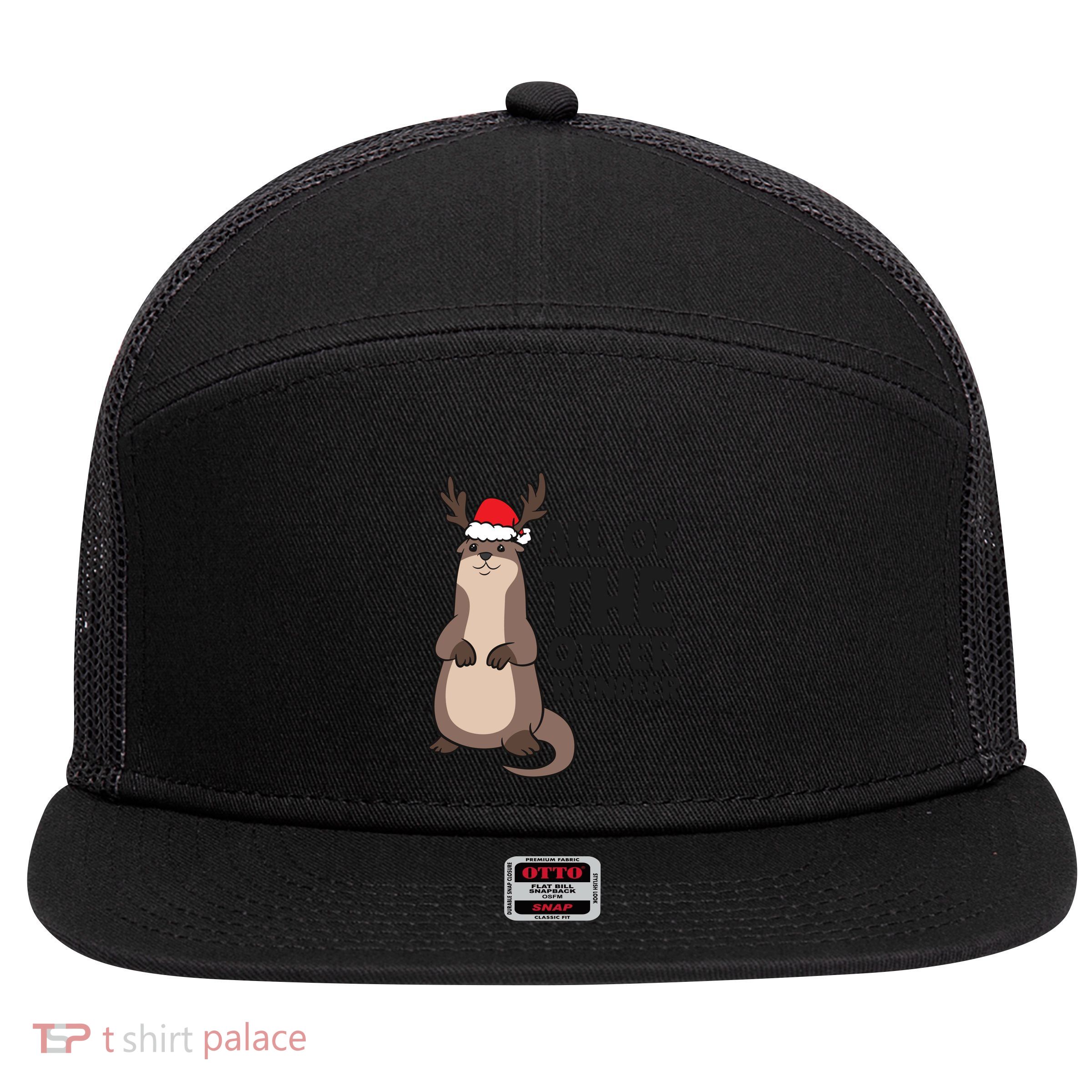 Otter Reindeer Christmas All Of The Otter Reindeer Gift 7 Panel Mesh Trucker Snapback Hat