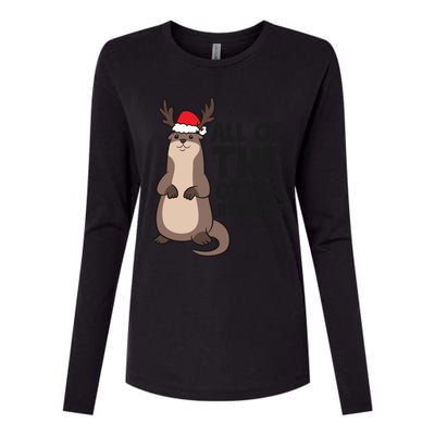 Otter Reindeer Christmas All Of The Otter Reindeer Gift Womens Cotton Relaxed Long Sleeve T-Shirt