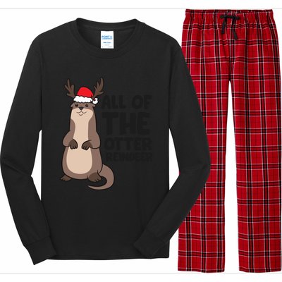 Otter Reindeer Christmas All Of The Otter Reindeer Gift Long Sleeve Pajama Set