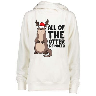 Otter Reindeer Christmas All Of The Otter Reindeer Gift Womens Funnel Neck Pullover Hood