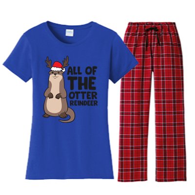 Otter Reindeer Christmas All Of The Otter Reindeer Gift Women's Flannel Pajama Set