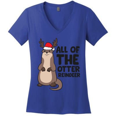 Otter Reindeer Christmas All Of The Otter Reindeer Gift Women's V-Neck T-Shirt