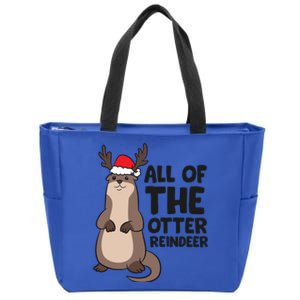 Otter Reindeer Christmas All Of The Otter Reindeer Gift Zip Tote Bag