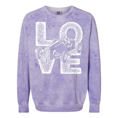 Old Racing Car Love Word Colorblast Crewneck Sweatshirt