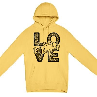 Old Racing Car Love Word Premium Pullover Hoodie