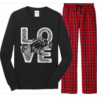 Old Racing Car Love Word Long Sleeve Pajama Set