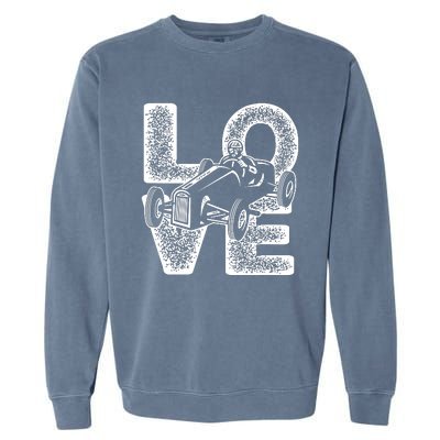 Old Racing Car Love Word Garment-Dyed Sweatshirt