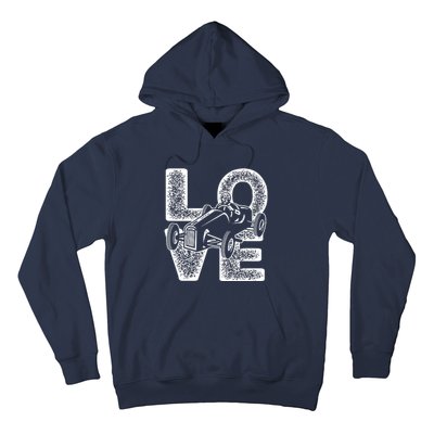 Old Racing Car Love Word Hoodie