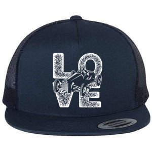 Old Racing Car Love Word Flat Bill Trucker Hat