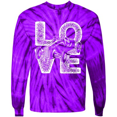 Old Racing Car Love Word Tie-Dye Long Sleeve Shirt