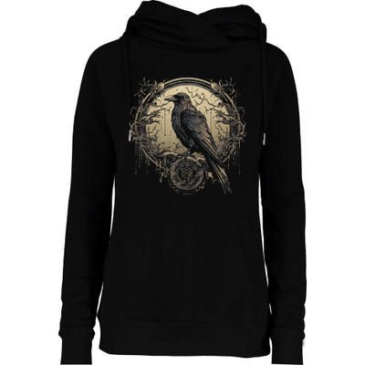 Odin Raven Celtic Viking Valhalla Pagan Womens Funnel Neck Pullover Hood