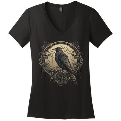 Odin Raven Celtic Viking Valhalla Pagan Women's V-Neck T-Shirt