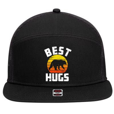 Outdoorsy Retro Dad Camping Best Bear Hugs Fathers Day Funny Gift 7 Panel Mesh Trucker Snapback Hat