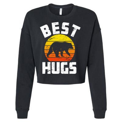 Outdoorsy Retro Dad Camping Best Bear Hugs Fathers Day Funny Gift Cropped Pullover Crew