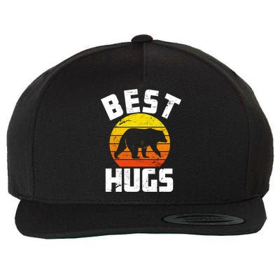Outdoorsy Retro Dad Camping Best Bear Hugs Fathers Day Funny Gift Wool Snapback Cap