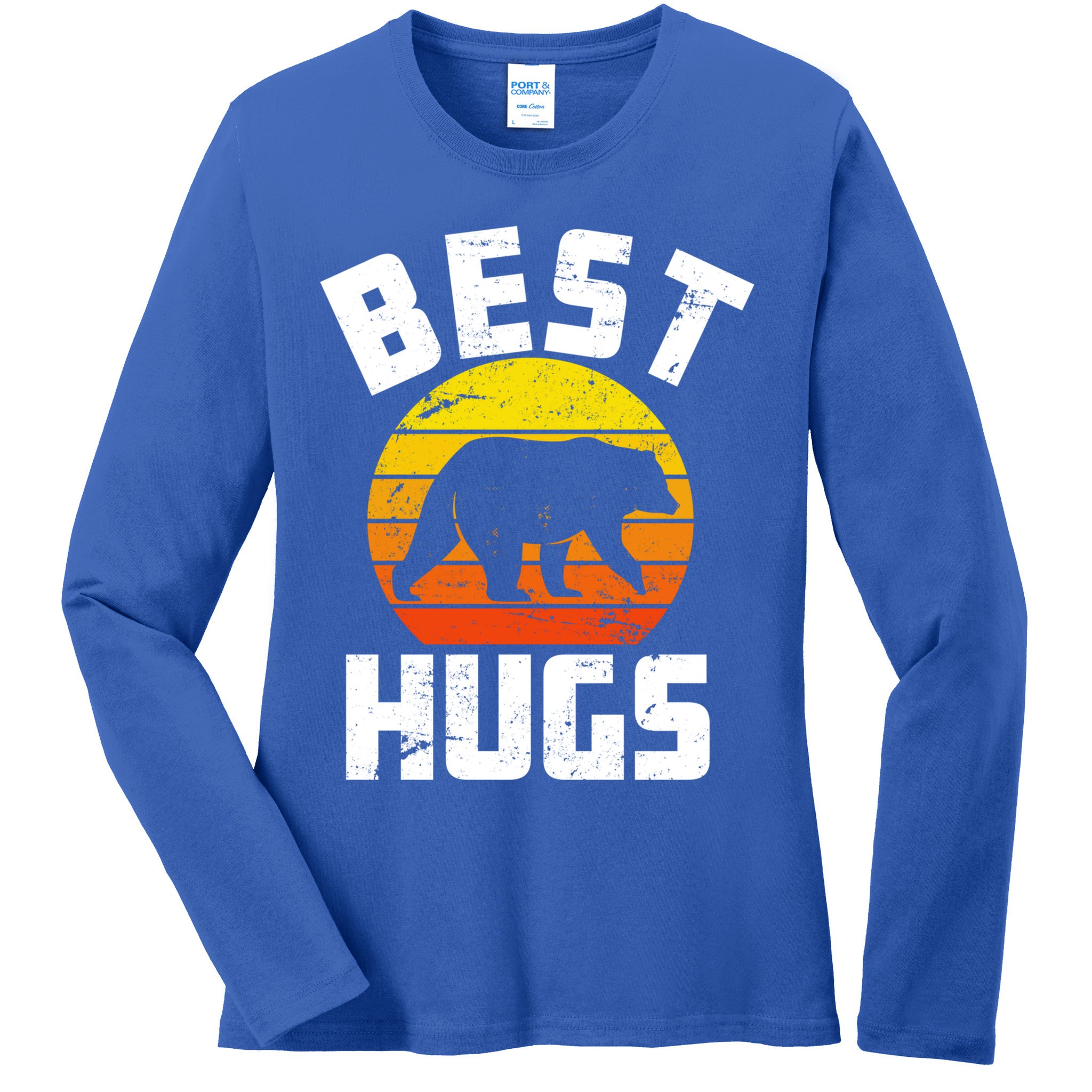 Outdoorsy Retro Dad Camping Best Bear Hugs Fathers Day Funny Gift Ladies Long Sleeve Shirt