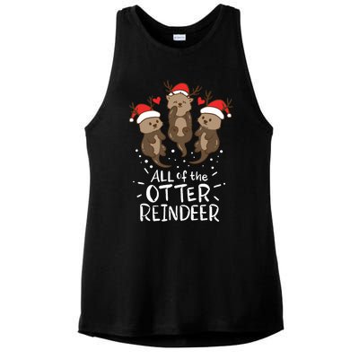 Otter Reindeer Deer Christmas Xmas Gift Present Ladies PosiCharge Tri-Blend Wicking Tank