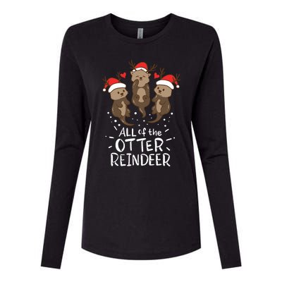 Otter Reindeer Deer Christmas Xmas Gift Present Womens Cotton Relaxed Long Sleeve T-Shirt