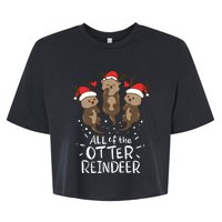 Otter Reindeer Deer Christmas Xmas Gift Present Bella+Canvas Jersey Crop Tee