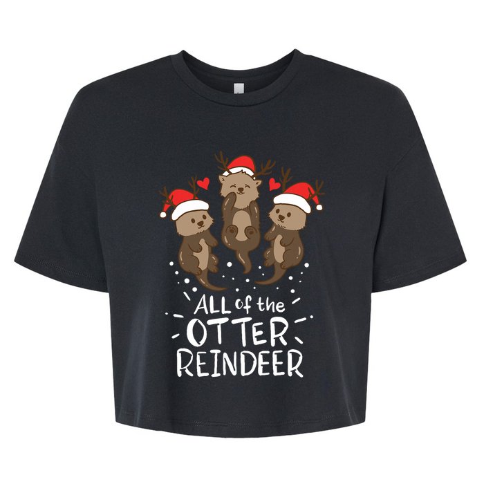 Otter Reindeer Deer Christmas Xmas Gift Present Bella+Canvas Jersey Crop Tee