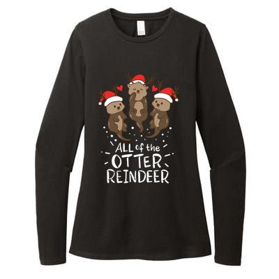 Otter Reindeer Deer Christmas Xmas Gift Present Womens CVC Long Sleeve Shirt