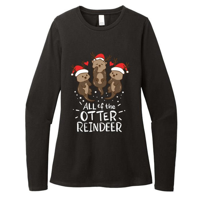 Otter Reindeer Deer Christmas Xmas Gift Present Womens CVC Long Sleeve Shirt