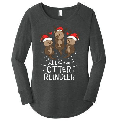 Otter Reindeer Deer Christmas Xmas Gift Present Women's Perfect Tri Tunic Long Sleeve Shirt