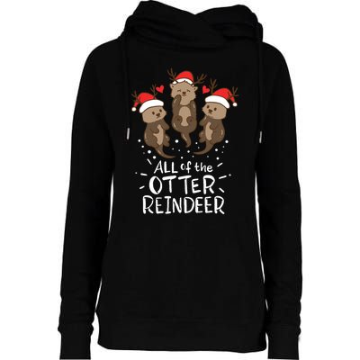 Otter Reindeer Deer Christmas Xmas Gift Present Womens Funnel Neck Pullover Hood